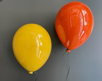 Set of 2 Big Ceramic Balloon Wall Hangings, Luxury Wall Art, Pop Art Sculptures, Interior Design, Bedroom Decor - Choose Your Colors