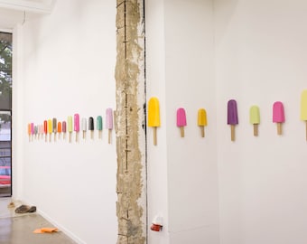 Set of 6 Ceramic Ice Pop Sculpture, 3 Medium and 3 small