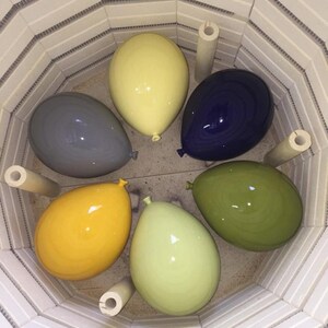 Ceramic Balloon Wall Sculpture, Aqua Green Glossy Clay Art image 3
