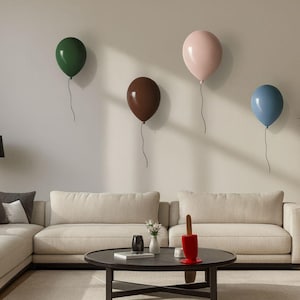 Ceramic Balloon Wall Sculpture, Aqua Green Glossy Clay Art image 4