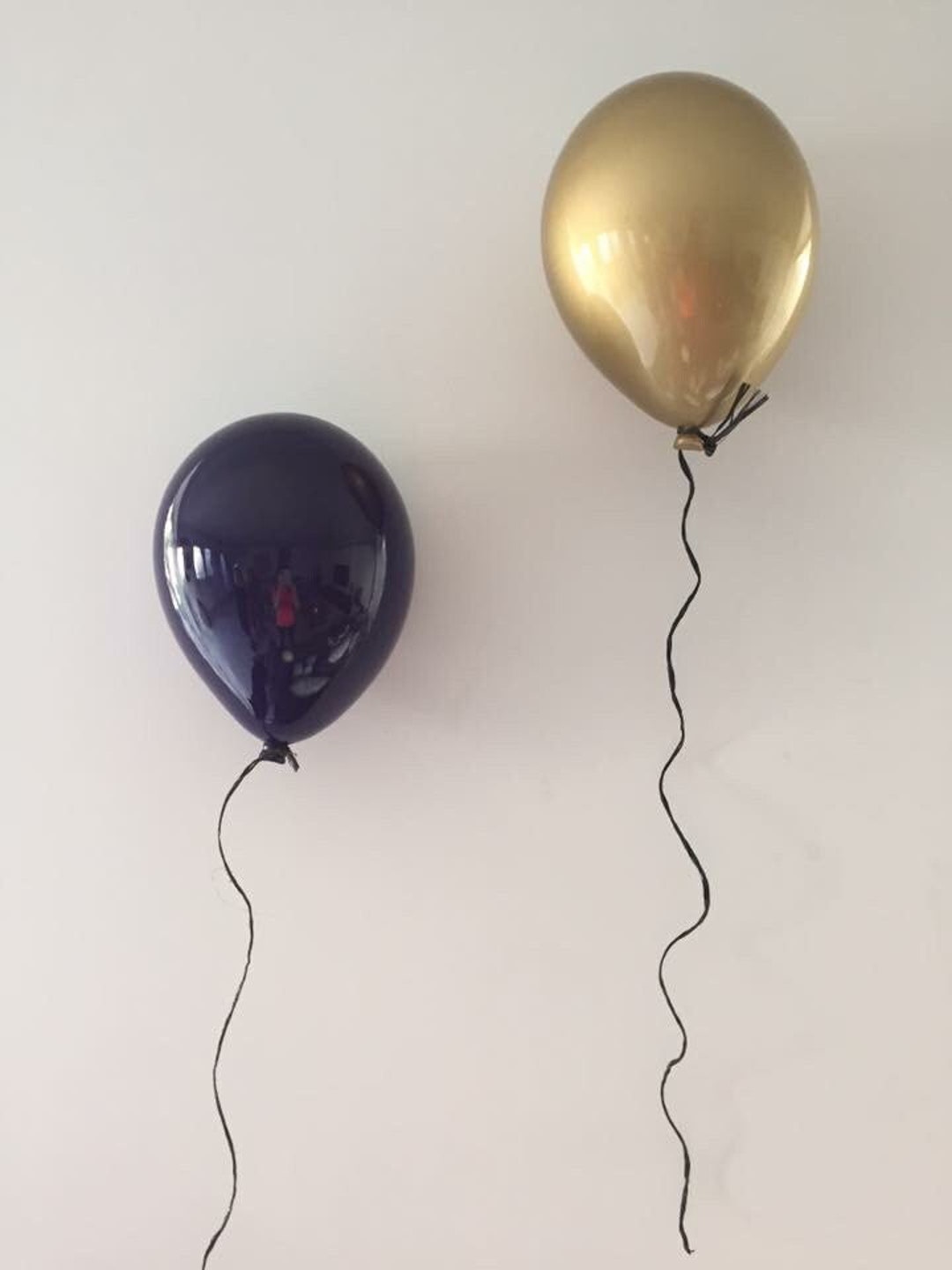 Metallic Gold Ceramic Balloon Wall Art, Sculpture Decor, Pop Art Wall