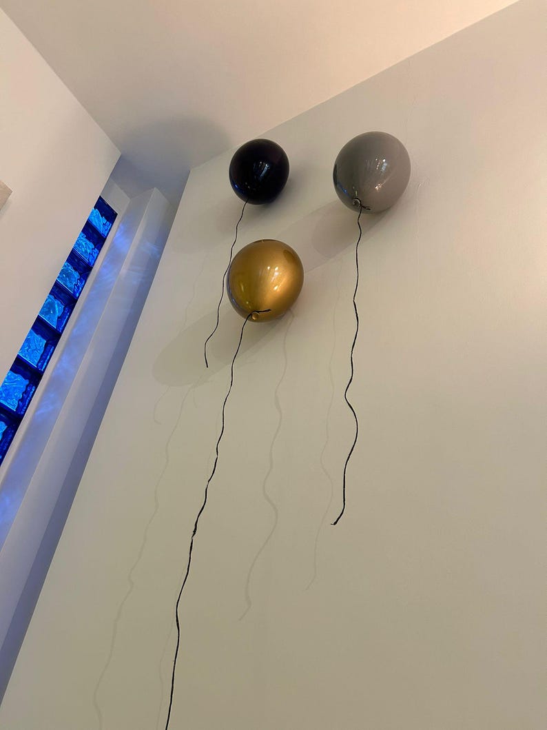 Ceramic Balloon Wall Sculpture, Aqua Green Glossy Clay Art image 8
