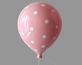 Pink Polka Dot Ceramic Balloon, Dotted Balloon Sculpture, Ceramic Wall Art, Nursery Wall Art, Baby Girl Room, Pink Gifts, Pop Art Decor