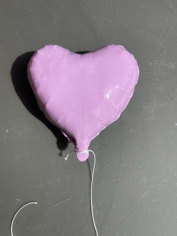 Lilac Ceramic Heart Balloon Sculpture, Nursery Wall Art, Baby Girl Decor