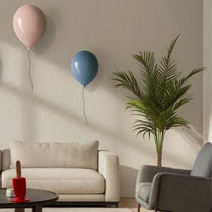 Ceramic Balloon Wall Sculpture, Aqua Green Glossy Clay Art image 5