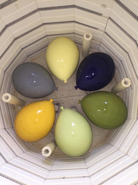 Lime Green Ceramic Balloon Sculpture, Handcrafted Wall Art, Glossy Glaze Pottery Hanging