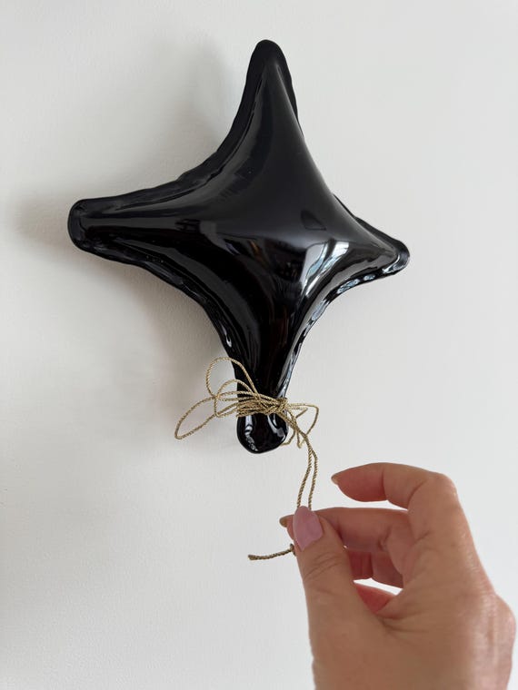 Black Starburst Ceramic Balloon, Kids Room Wall Art, Nursery Wall Hanging, Kids Playroom, Star Decor, Pop Art Sculpture, Baby Shower Gift
