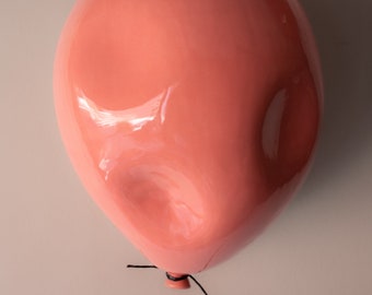 Pink Ceramic Deflated Balloon Sculpture, Unique Pop Art Wall Hanging, Pastel clay Balloon, Sculpture Wall Hanging, Easy Installation,