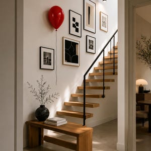 Contemporary Wall Art, Set of 4 Balloon Ceramic Sculptures, Unique Home Decor, Yellow Ceramic Balloon, Red Ceramic Balloon, Balloon Wall Art image 8