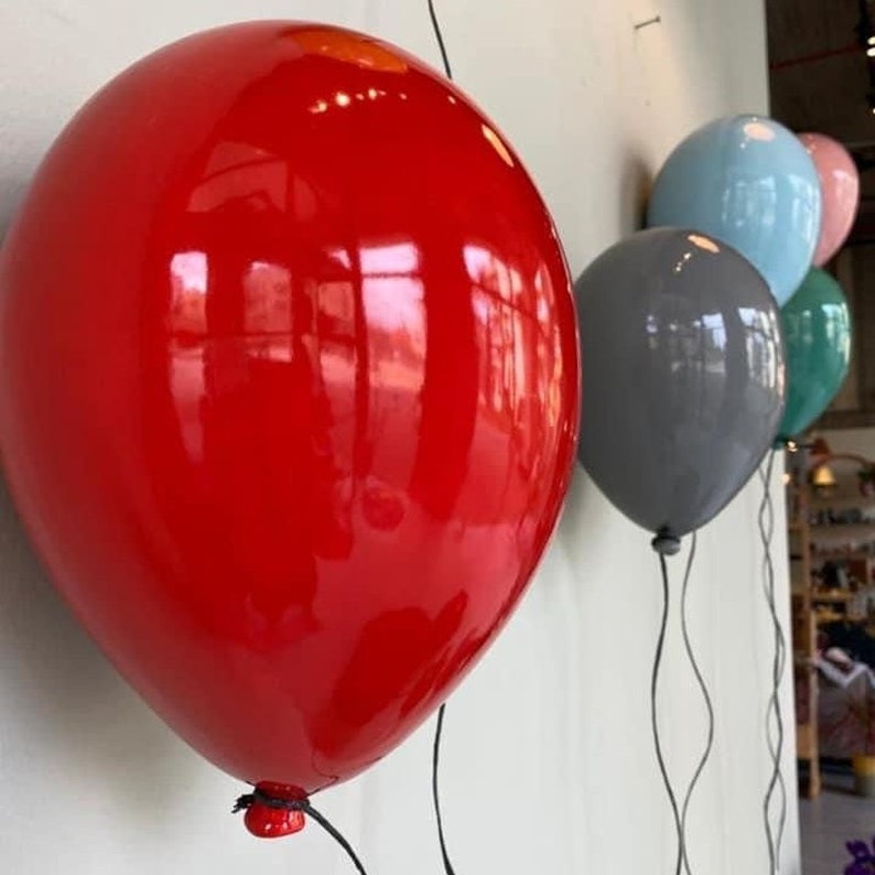 Pop Art Sculpture, Red Ceramic Balloon, Interior Design, Pottery Wall