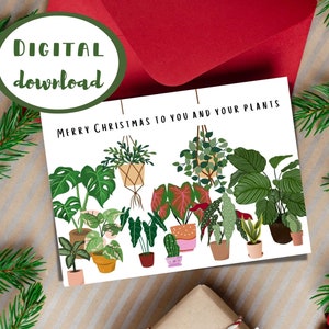 Feliz Natal para você e suas plantas, cartão de Natal, impressão em casa, download digital instantâneo, cartão de Natal engraçado e atrevido, Papai Noel 2022