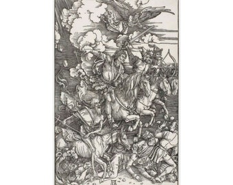 Albrecht Dürer- The Four Horseman of the Apocalypse, Historical Art Reptoduction, Collectible Matte Vertical Poster