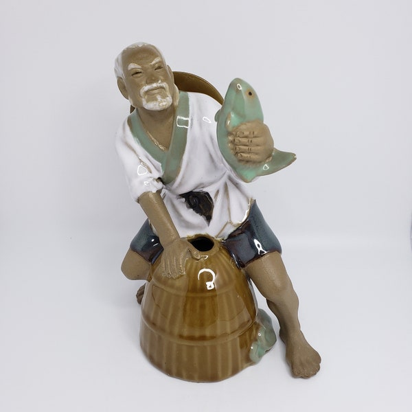Shekwan Keramik Chinesische Schlamm Mann Fischer Figurine