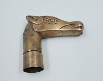 Brass Horse Head Threaded Walking Stick Cane Topper Finial