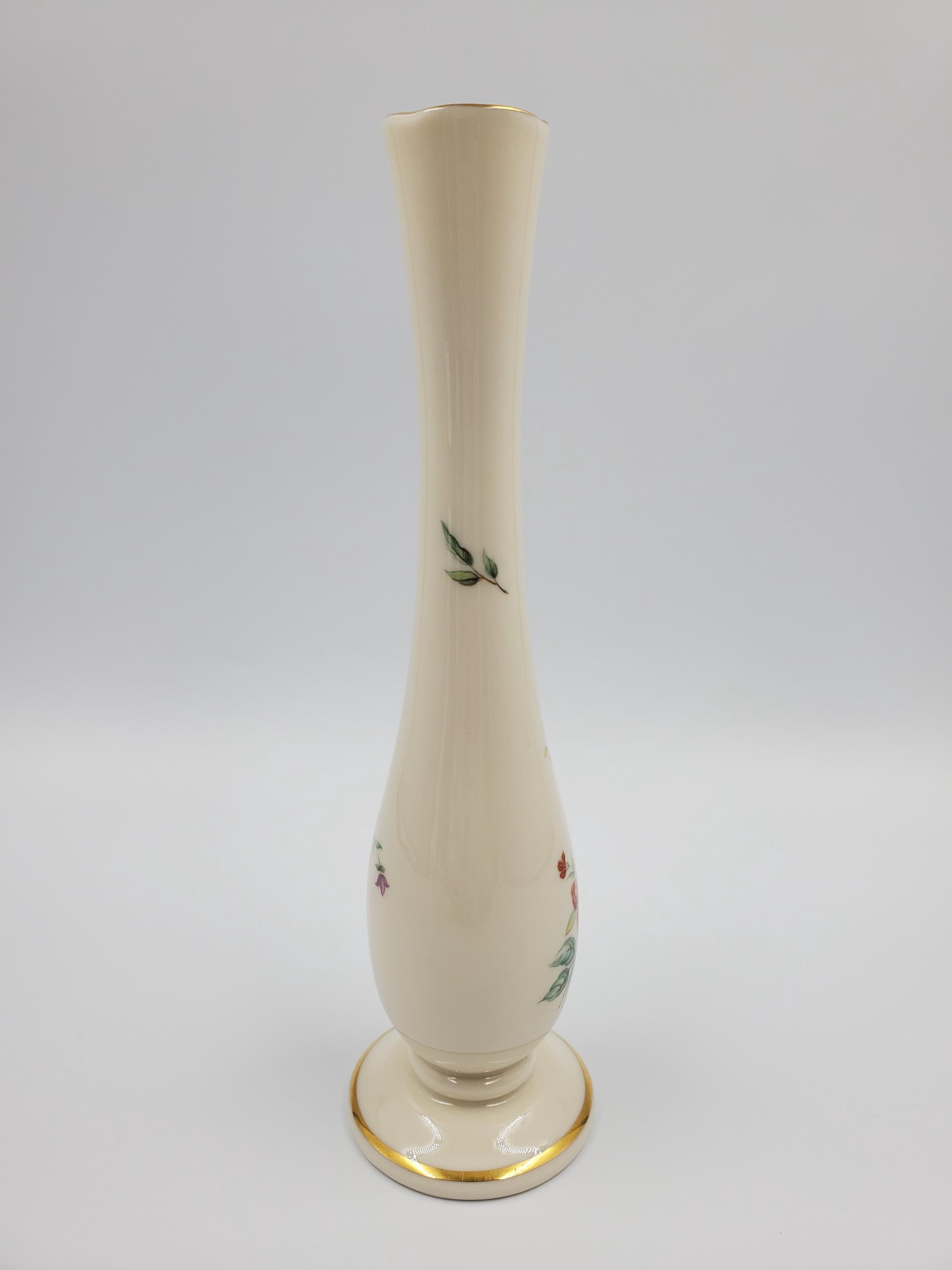 Lenox Floral Pattern Bud Vase With Gold Trim - Etsy