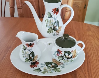 Vintage Ridgeway Ironstone Pangborne Teapot With Creamer And Sugar Bowl Set