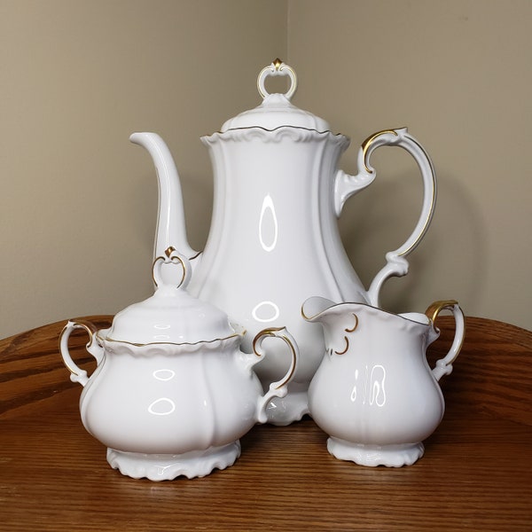 Vintage Edelstein "Maria Theresa " Cantebury Coffee/Teapot With Creamer And Sugar Bowl Set