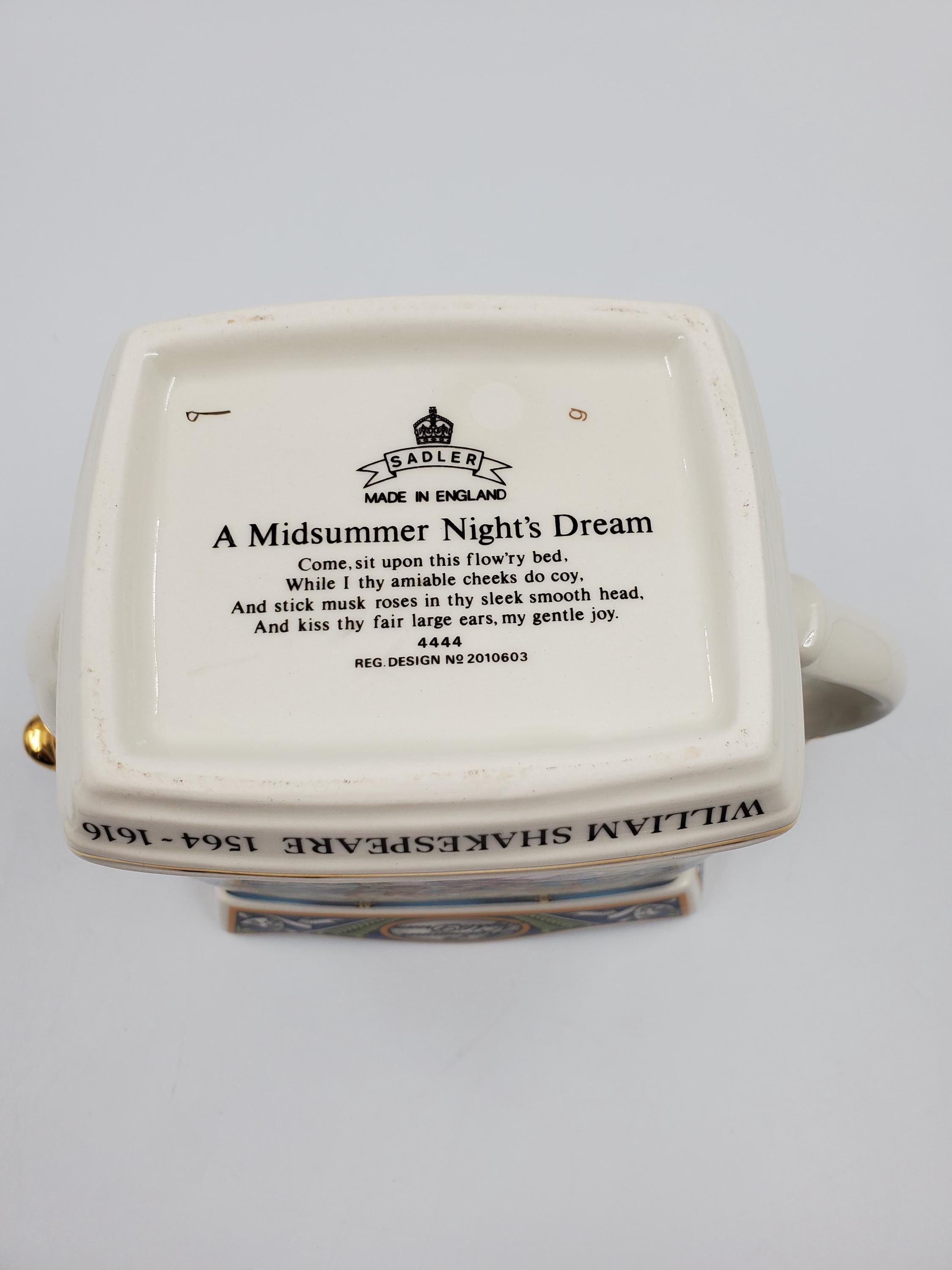 ミッドサマーナイトドリーム　ティーポット Vintage Sadler A Midsummer Nights Dream William Shakespeare Bone