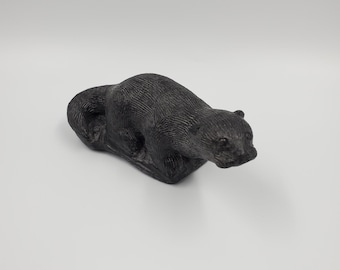 Vintage Wolf Original Sculptures Canada Beaver Grey Soapstone