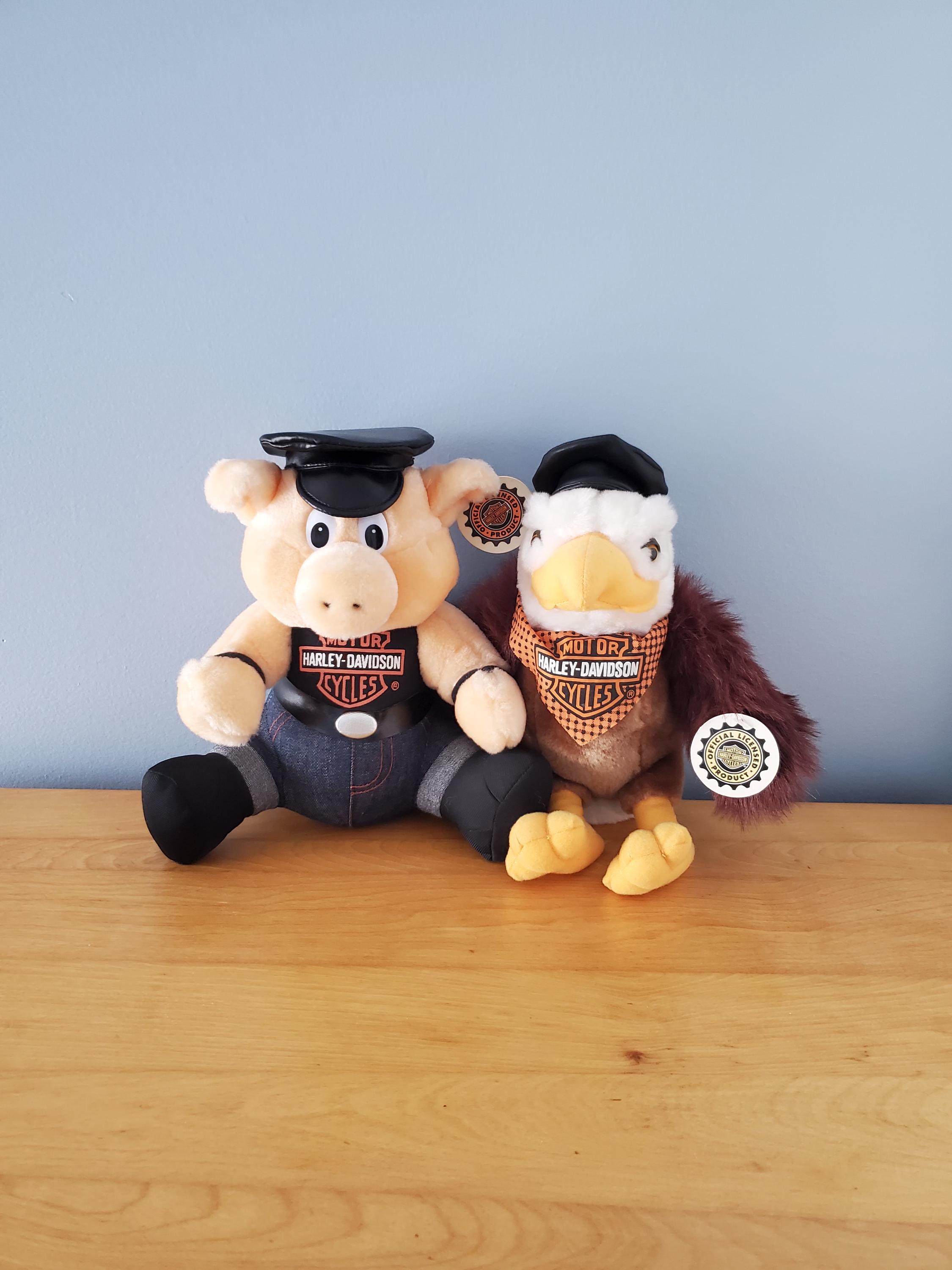 Harley Davidson Pair of Plush Pig and Eagle Character Mascots Set