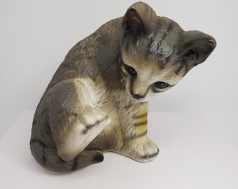 Vintage Ceramic Tabby Cat Kitten Figurine