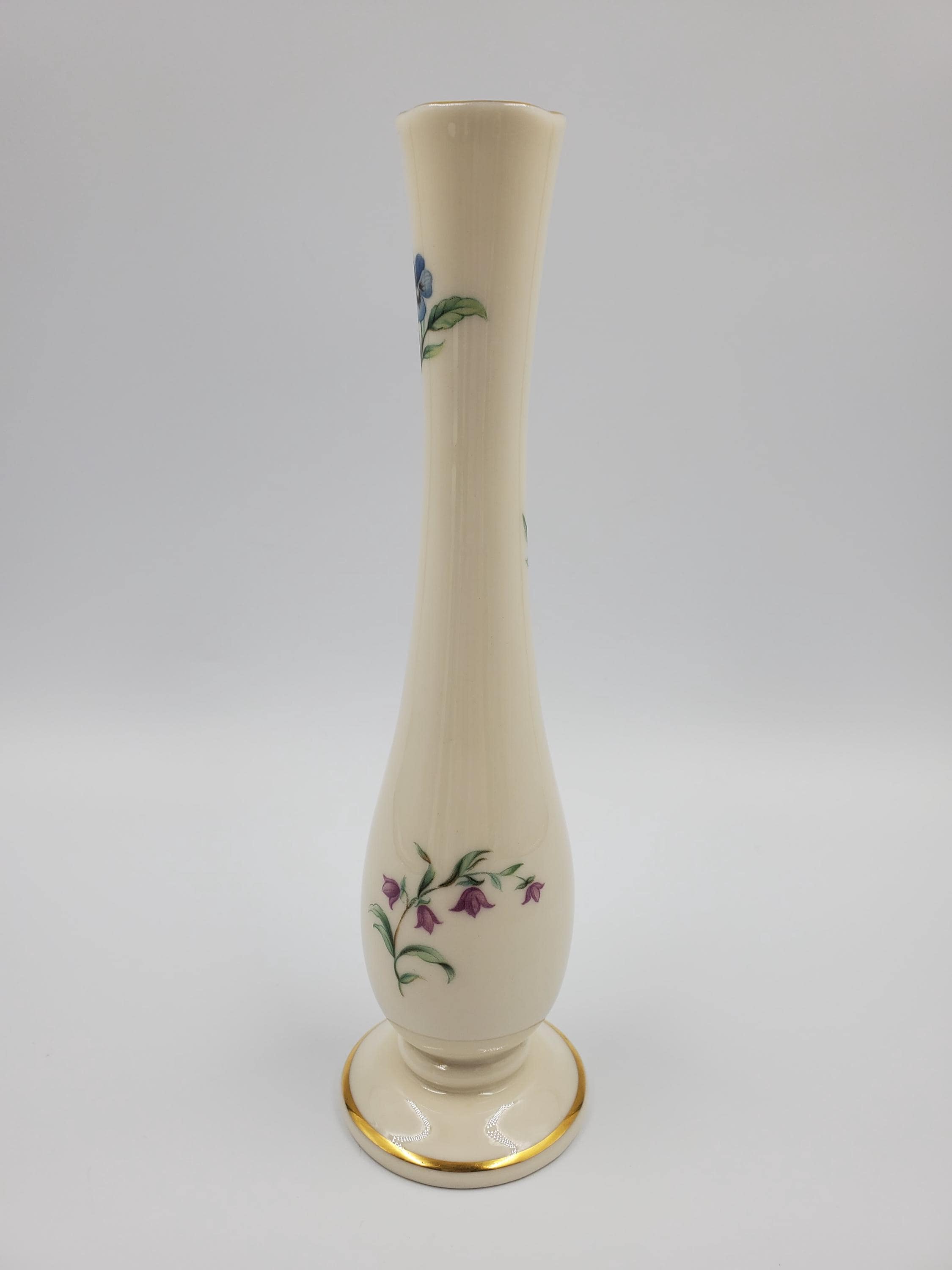 Lenox Floral Pattern Bud Vase With Gold Trim - Etsy