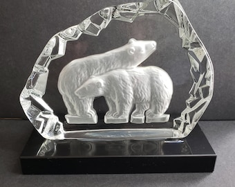 Crystal Glass Polar Bear Paperweight Figurine