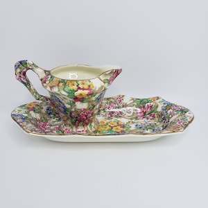 Rare Vintage James Kent Fenton Creamer And Tray