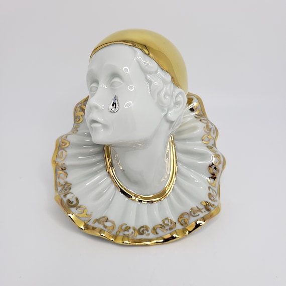 Limoges Capodimonte Porcelain Harlequin Clown Figurine With