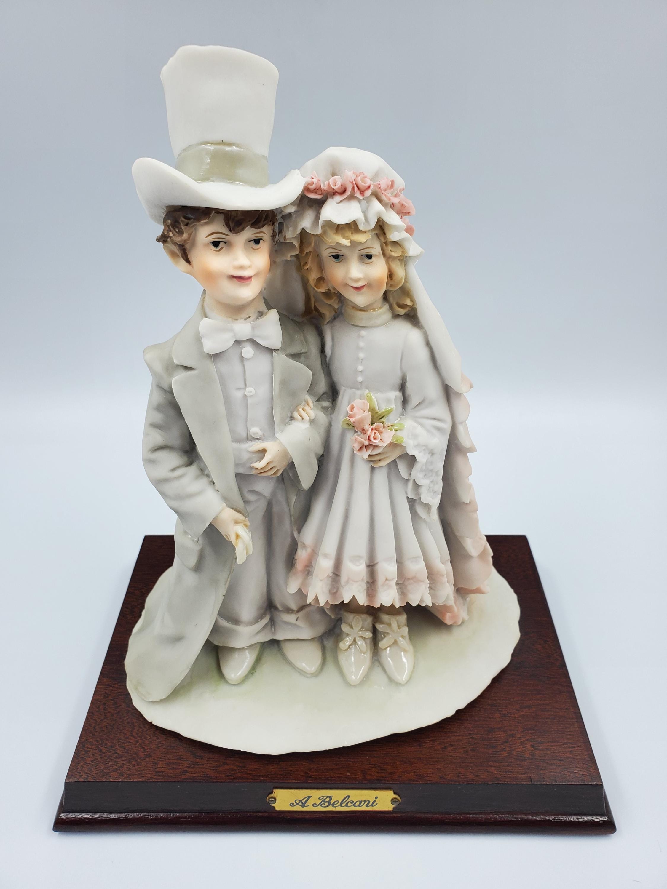 Vintage Auro Belcari Bride and Groom Wedding Couple Statue