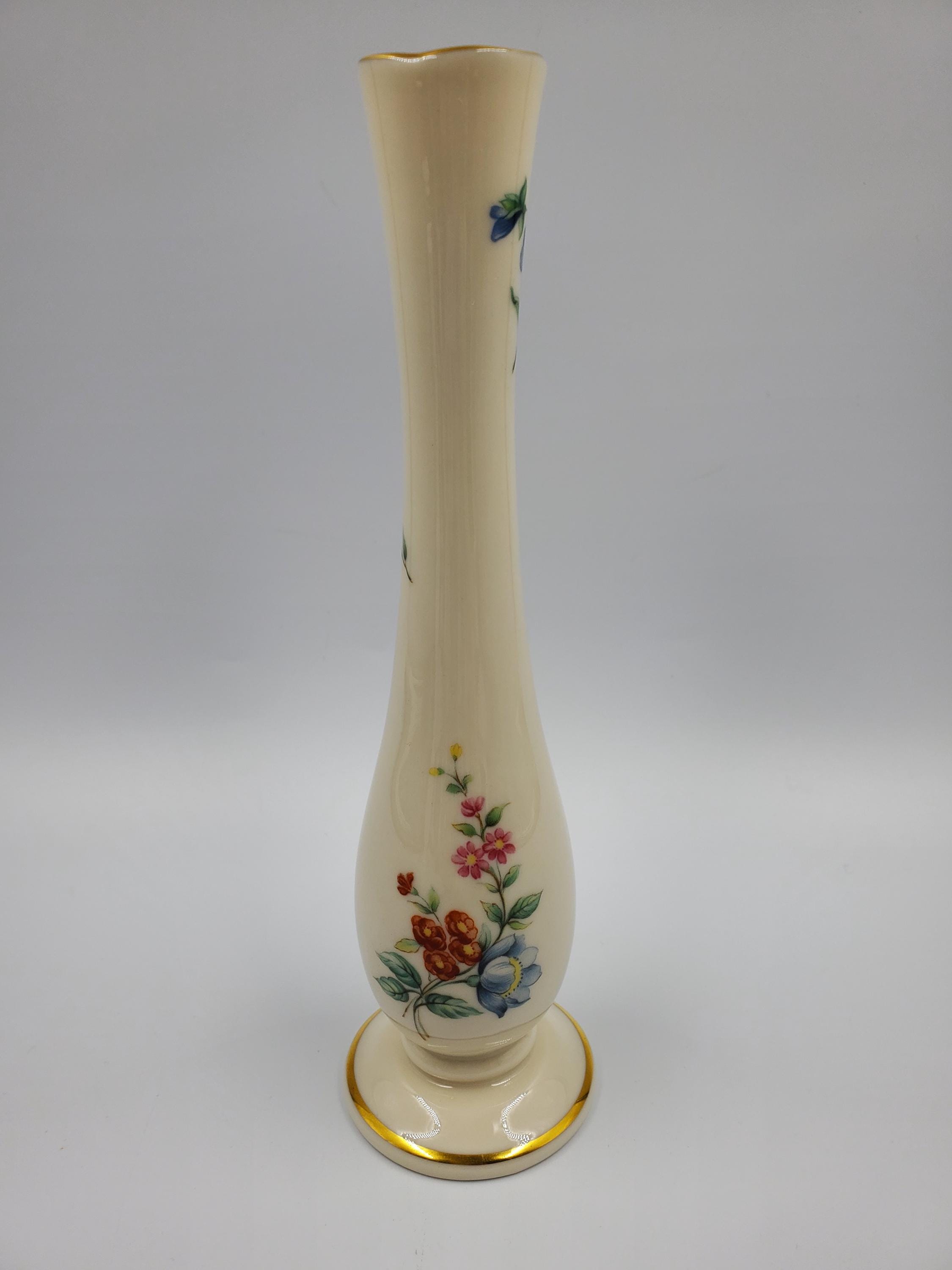 Lenox Floral Pattern Bud Vase With Gold Trim - Etsy