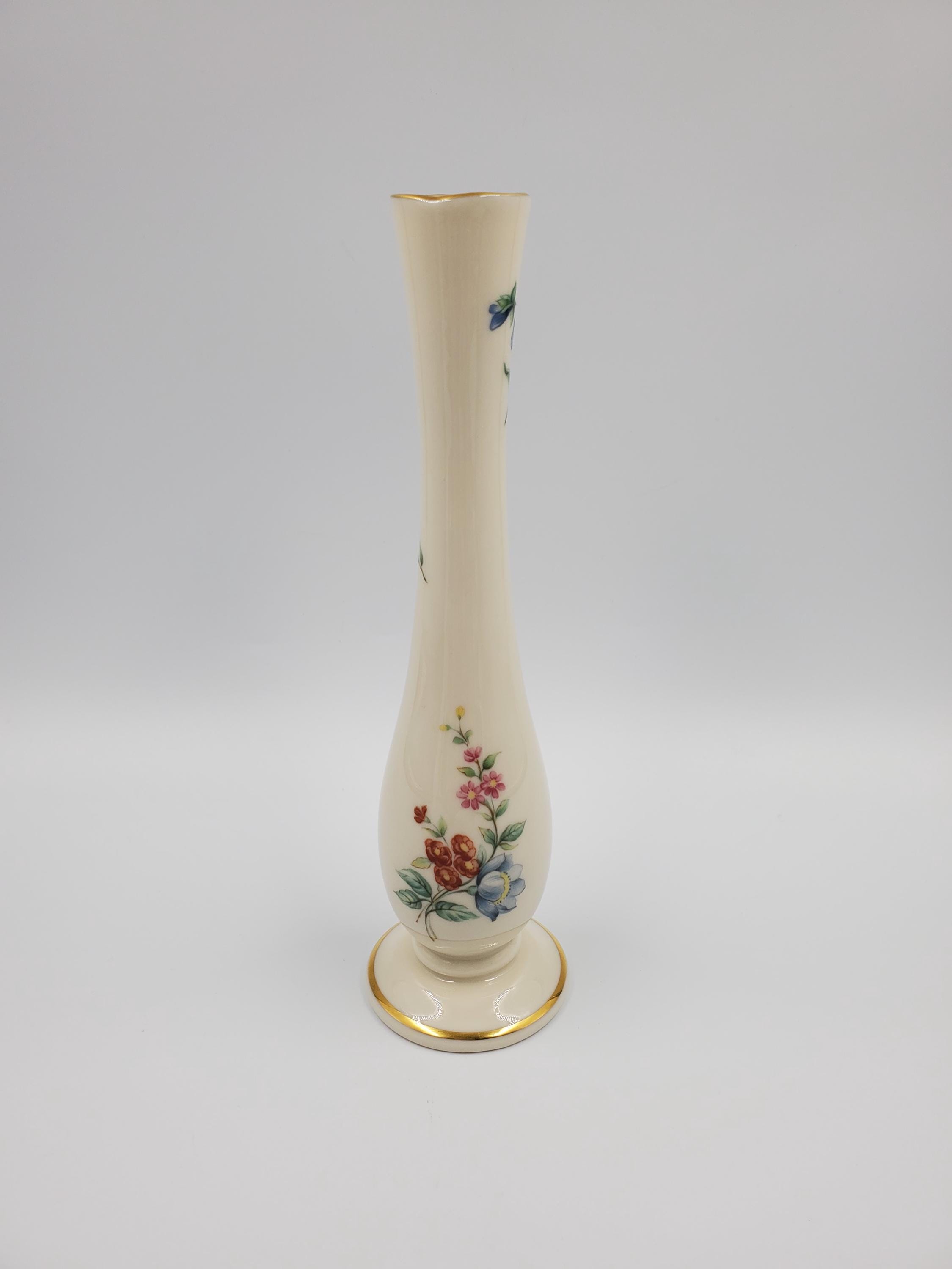 Lenox Floral Pattern Bud Vase With Gold Trim - Etsy