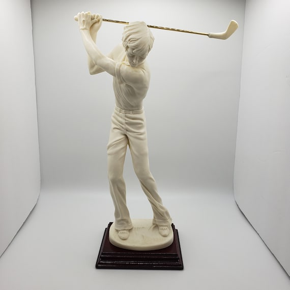 A. Santini Golfer Sculpture: Mid-century Figurine, Made in Italy