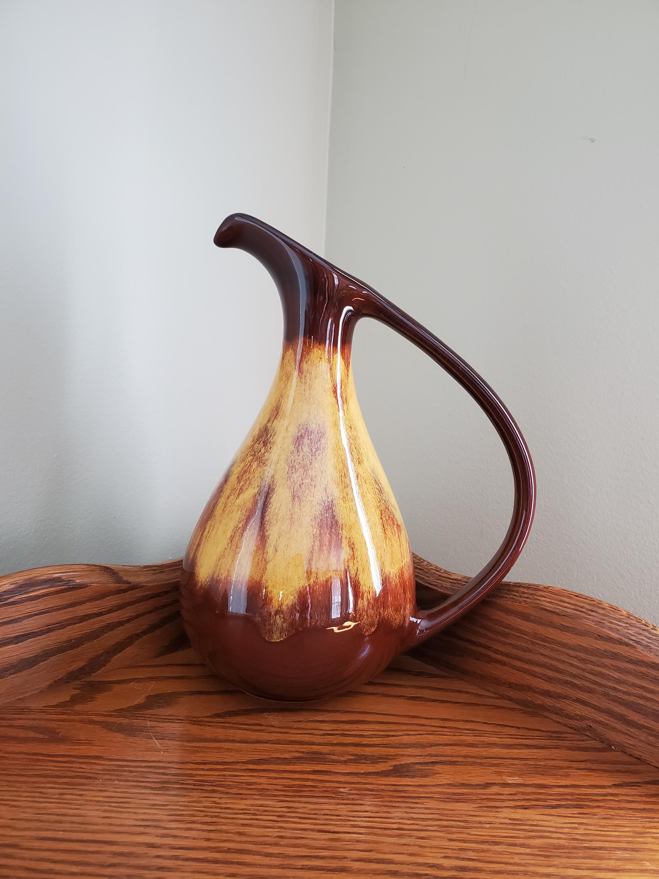 Blue Mountain Pottery Harvest Gold Large Drip Glazed Pitcher Vase