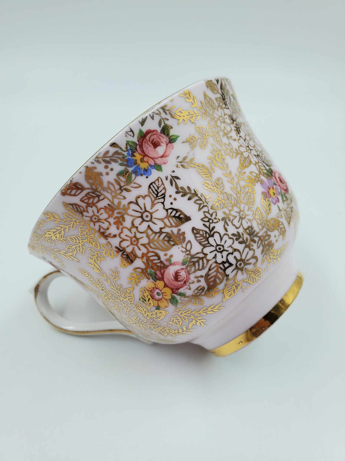 Colclough Pink and Gold Chintz Roses Floral Teacup and Saucer Set - Etsy