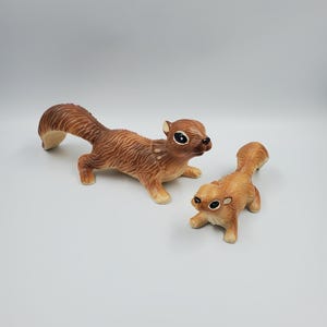 置物 nashu4mama Vintage Giftcraft Squirrel Pair Mother and Baby Ceramic Figurines