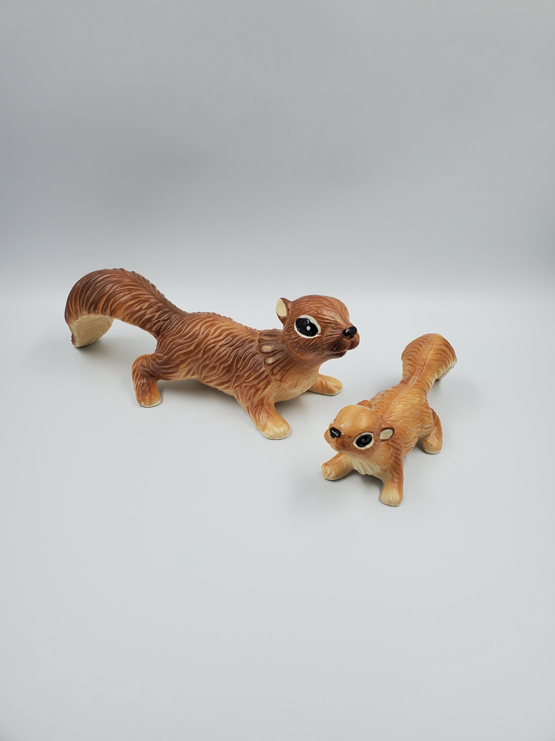 Vintage Giftcraft Squirrel Pair Mother and Baby Ceramic Figurines