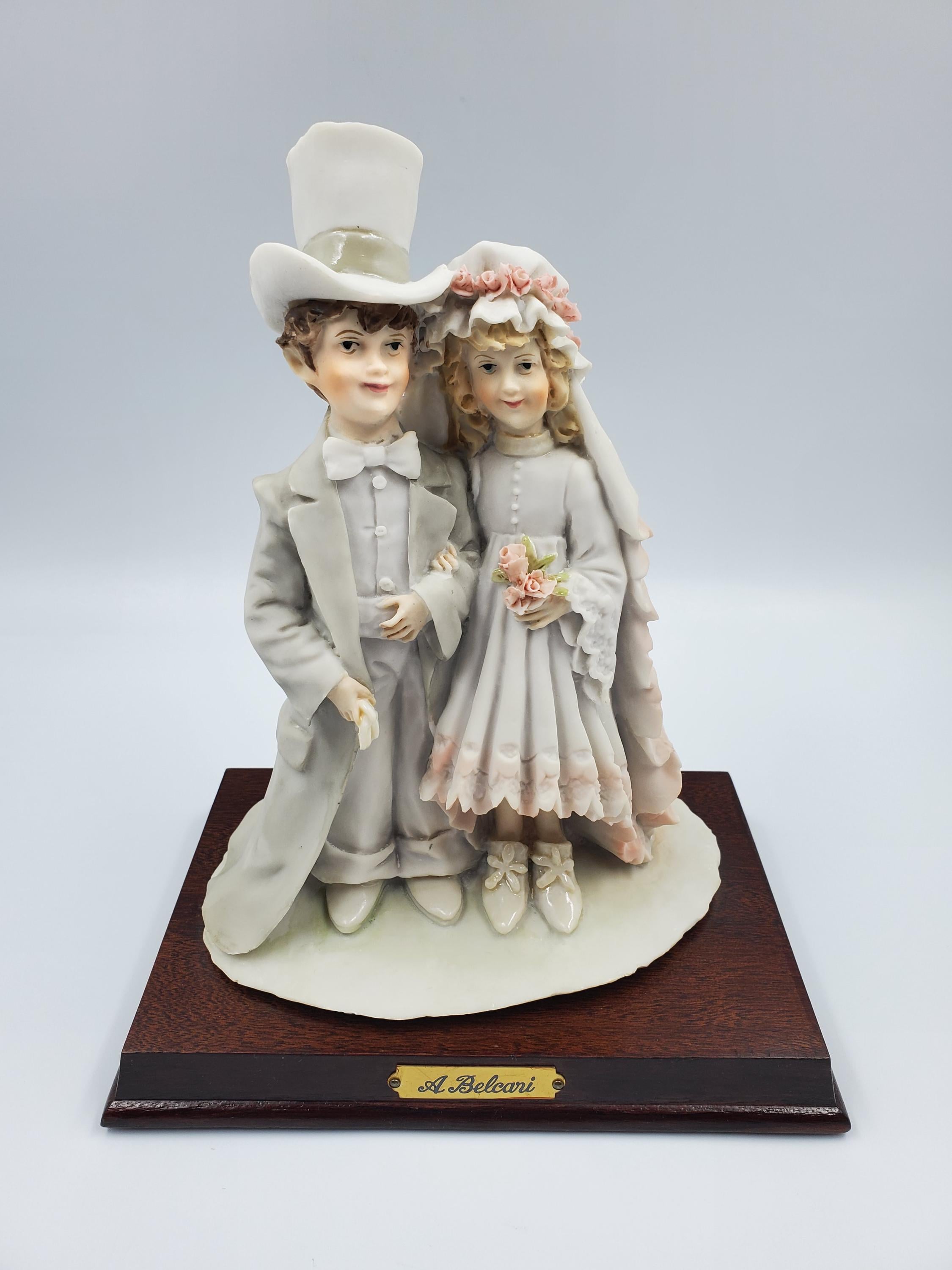 ドマンAuro A Belcari ITALY 1980年代 Vintage Auro Belcari Bride and Groom Wedding Couple Statue