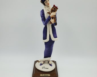 Giuseppe Armani Vintage „Dame mit Hund“ Skulptur Figur