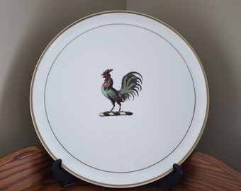 Raro Vintage Wedgwood Metalizado Hueso China Gallo Sirviendo Plato Plato