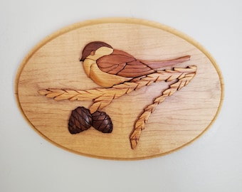 Vintage Handcrafted Wooden Bird On A Branch Wall Hanging
