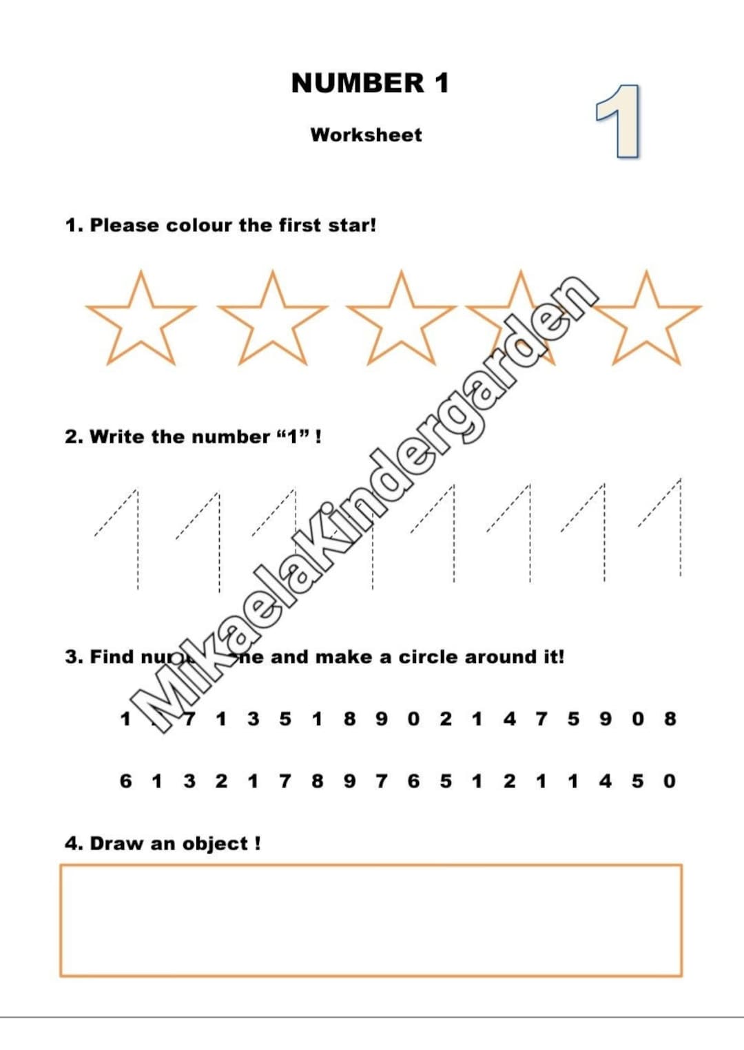 Numbers 1-10 Printable Worksheets for Kindergarden - Etsy