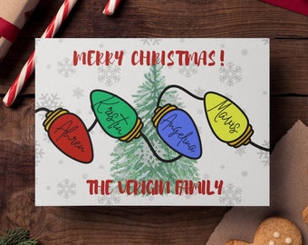 Familienname Weihnachtskarten, Familiennamen Karten, Familienkarte, Weihnachtsfamilienkarten, My Family Weihnachtskarten, Lichter, personalisiert