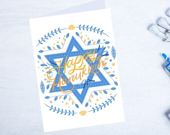 Happy Hanukkah Card, Jewish Holiday Card, Hanukkah Cards, Jewish Cards, Hanukkah Greeting Card, Card Packs, Happy Hanukkah