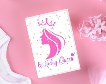 Birthday Queen, Birthday, Birthday Girl, Birthday, Happy Birthday, Greeting Card, Queen, Silhouette