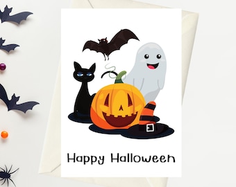 Joyeux Halloween, Des bonbons ou un sort, Tour d'Halloween, Carte d'Halloween, Carte de voeux, Carte de voeux d'automne, Halloween, Bonbons, Friandise d'Halloween