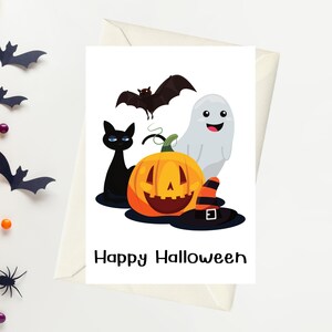 Joyeux Halloween, Des bonbons ou un sort, Tour d'Halloween, Carte d'Halloween, Carte de voeux, Carte de voeux d'automne, Halloween, Bonbons, Friandise d'Halloween