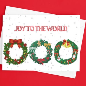 Tarjeta de corona de Navidad, tarjeta de Navidad, tarjeta de felicitación de Navidad, corona, corona de Navidad, Navidad, feliz Navidad, alegría para el mundo