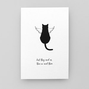 Carta per la perdita dell'animale domestico, gatto angelo, carta per la perdita del gatto, perdita dell'animale domestico, perdita del gatto, biglietto di condoglianze, biglietto d'auguri, gatto, perdita