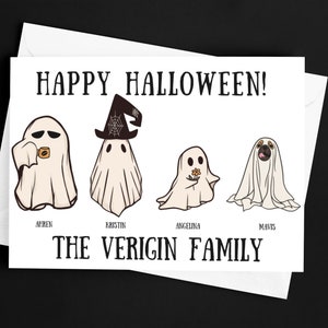 Halloween Ghost Family, Personalized Card, Ghost, Family, Greeting Card, Halloween, Halloween Card, Howl-o-ween, Dog Halloween